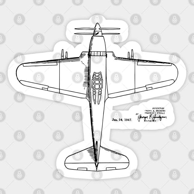 Aeroplane Print Patent Image Sticker by MadebyDesign